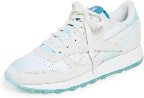 Reebok Women's x Madwomen Classic Leather Sneakers, Chalk/Chalk/Thirsty Blue, 10 Medium US in Kuwait