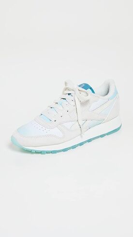 Reebok Women's x Madwomen Classic Leather Sneakers, Chalk/Chalk/Thirsty Blue, 10 Medium US in Kuwait