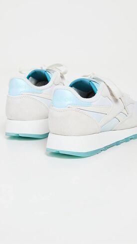 Reebok Women's x Madwomen Classic Leather Sneakers, Chalk/Chalk/Thirsty Blue, 10 Medium US in Kuwait