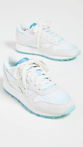 Reebok Women's x Madwomen Classic Leather Sneakers, Chalk/Chalk/Thirsty Blue, 10 Medium US in Kuwait