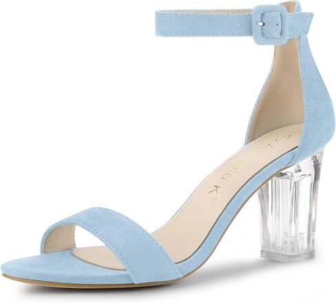 Allegra K Women's Ankle Strap Clear Heel Chunky Heels Sandals in Saudi Arabia