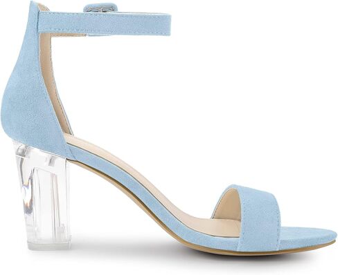 Allegra K Women's Ankle Strap Clear Heel Chunky Heels Sandals in Saudi Arabia