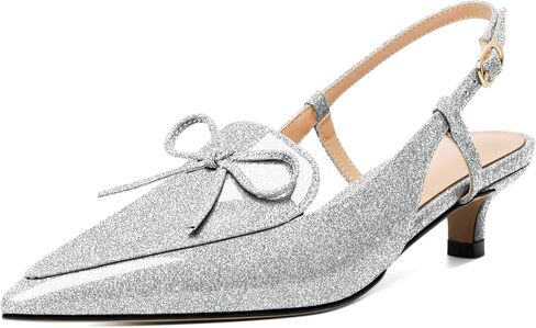 Zamikoo Kitten Heels للنساء مع فيونكة، صنادل ذات كعب منخفض، أحذية لوفر بمقدمة مدببة لفستان العمل والمكتب كاجوال 1.5 بوصة in Kuwait