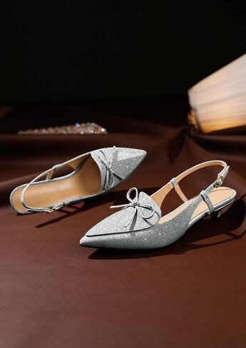Zamikoo Kitten Heels للنساء مع فيونكة، صنادل ذات كعب منخفض، أحذية لوفر بمقدمة مدببة لفستان العمل والمكتب كاجوال 1.5 بوصة in Kuwait