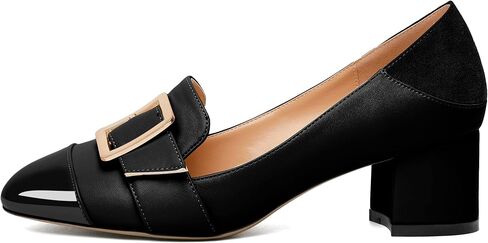 Zamikoo Block Heels for Women, Round Cap Toe Slip On Low Heel Pumps with Buckle Strap, Chunky Low Heels Loafers Pumps Dress Shoes for Wedding Party Office 2 Inches in Saudi Arabia