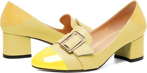 Zamikoo Block Heels for Women, Round Cap Toe Slip On Low Heel Pumps with Buckle Strap, Chunky Low Heels Loafers Pumps Dress Shoes for Wedding Party Office 2 Inches in Saudi Arabia