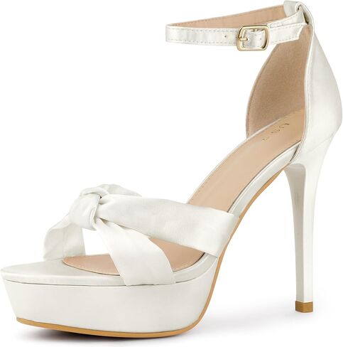 Allegra K Women's Platform Heels Twist Knot Stiletto Heel Satin Heel Sandals in Saudi Arabia