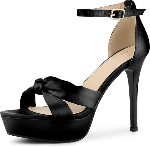 Allegra K Women's Platform Heels Twist Knot Stiletto Heel Satin Heel Sandals in Saudi Arabia