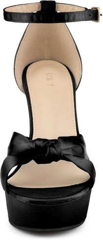Allegra K Women's Platform Heels Twist Knot Stiletto Heel Satin Heel Sandals in Saudi Arabia