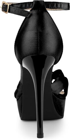 Allegra K Women's Platform Heels Twist Knot Stiletto Heel Satin Heel Sandals in Saudi Arabia