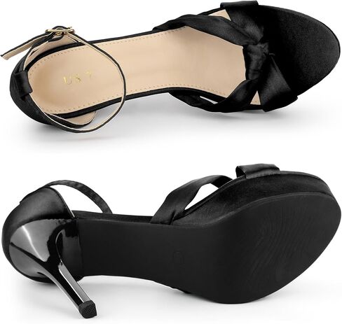 Allegra K Women's Platform Heels Twist Knot Stiletto Heel Satin Heel Sandals in Saudi Arabia