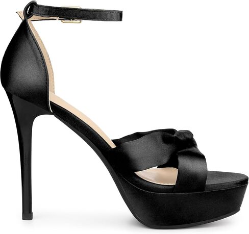 Allegra K Women's Platform Heels Twist Knot Stiletto Heel Satin Heel Sandals in Saudi Arabia