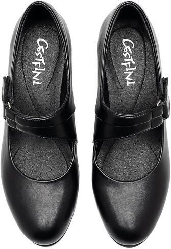 Cestfini Dress Shoes for Women Low Heel Mary Jane Pumps Comfortable Work Shoes, Block Heels Closed Round Toe Flight Attendant Shoes, Office Church Wedding Pumps in Saudi Arabia