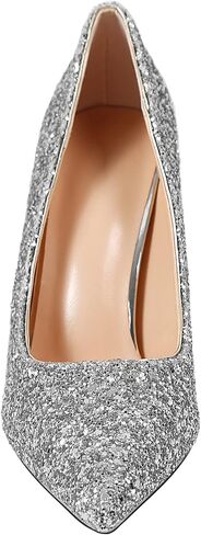 Women's Stiletto High Heels,Sequins Pumps Closed Pointed Toe Slip On Prom Wedding Party Dress Shoes in Saudi Arabia