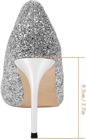 Women's Stiletto High Heels,Sequins Pumps Closed Pointed Toe Slip On Prom Wedding Party Dress Shoes in Saudi Arabia