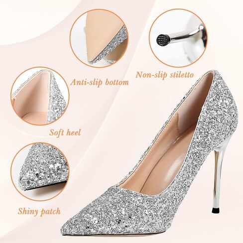 Women's Stiletto High Heels,Sequins Pumps Closed Pointed Toe Slip On Prom Wedding Party Dress Shoes in Saudi Arabia