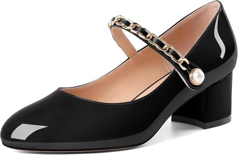 Soireelady Womens Mary Jane Shoes, Chunky Block Heel Pumps, Low Heel Round Closed Toe Heels Dress Shoes Comfort Fashion Wedding Patent 2 Inches in Saudi Arabia