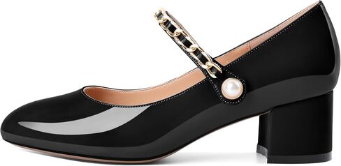 Soireelady Womens Mary Jane Shoes, Chunky Block Heel Pumps, Low Heel Round Closed Toe Heels Dress Shoes Comfort Fashion Wedding Patent 2 Inches in Saudi Arabia