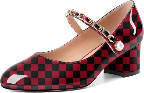 Soireelady Womens Mary Jane Shoes, Chunky Block Heel Pumps, Low Heel Round Closed Toe Heels Dress Shoes Comfort Fashion Wedding Patent 2 Inches in Saudi Arabia