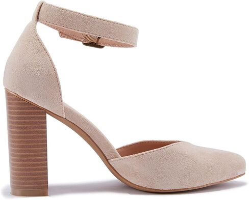 VETASTE حذاء نسائي بكعب عالٍ مكتنز ومقدمة مدببة حذاء كاجوال بحزام الكاحل ومقدمة مغلقة in Kuwait