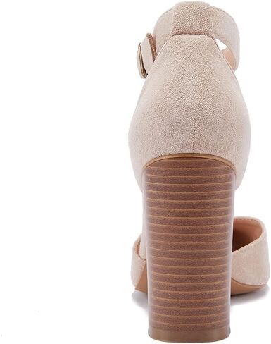 VETASTE حذاء نسائي بكعب عالٍ مكتنز ومقدمة مدببة حذاء كاجوال بحزام الكاحل ومقدمة مغلقة in Kuwait