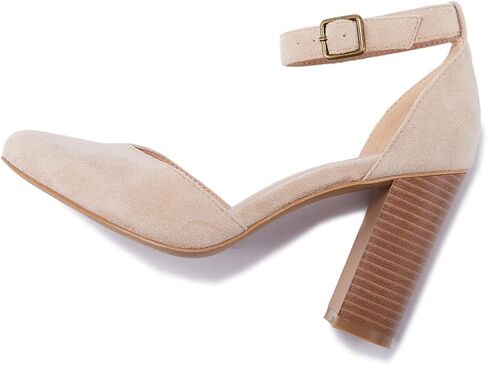 VETASTE حذاء نسائي بكعب عالٍ مكتنز ومقدمة مدببة حذاء كاجوال بحزام الكاحل ومقدمة مغلقة in Kuwait