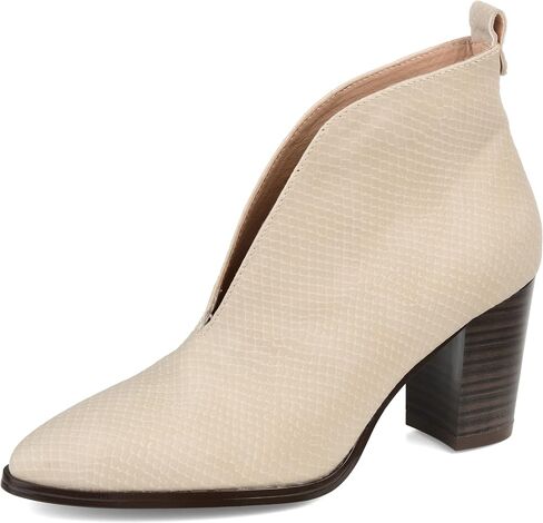 Journee Collection Womens Bellamy Bootie with Vegan Leather Uppers and Deep V Cut Detail in Saudi Arabia