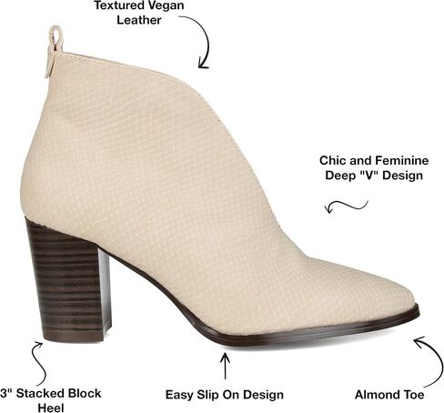 Journee Collection Womens Bellamy Bootie with Vegan Leather Uppers and Deep V Cut Detail in Saudi Arabia