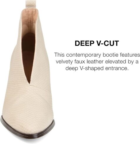 Journee Collection Womens Bellamy Bootie with Vegan Leather Uppers and Deep V Cut Detail in Saudi Arabia