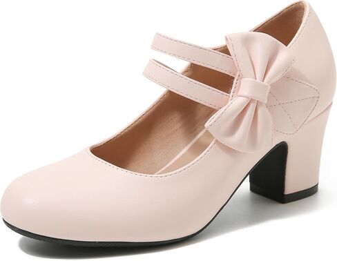 Women's Mary Jane Heels with Bow Retro Closed Round Toe Pumps Sweet Ankle Strap Low Block Heels Chic Bowtie Vintage Dress Wedding Party Office Daily Shoes in Saudi Arabia