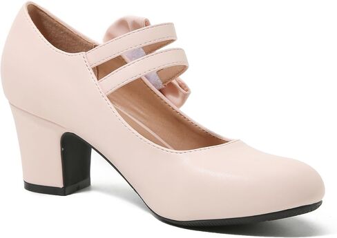 Women's Mary Jane Heels with Bow Retro Closed Round Toe Pumps Sweet Ankle Strap Low Block Heels Chic Bowtie Vintage Dress Wedding Party Office Daily Shoes in Saudi Arabia