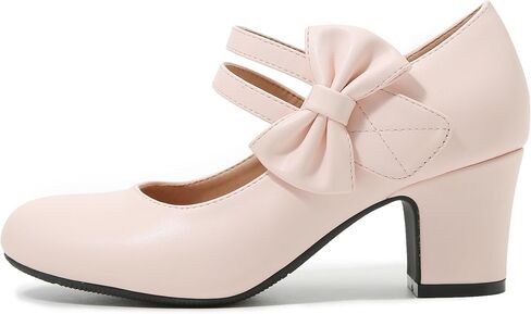 Women's Mary Jane Heels with Bow Retro Closed Round Toe Pumps Sweet Ankle Strap Low Block Heels Chic Bowtie Vintage Dress Wedding Party Office Daily Shoes in Saudi Arabia