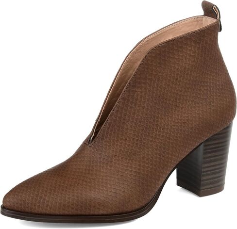 Journee Collection Womens Bellamy Bootie with Vegan Leather Uppers and Deep V Cut Detail in Saudi Arabia