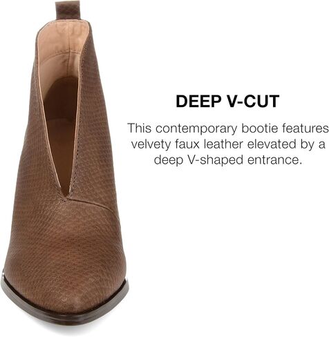 Journee Collection Womens Bellamy Bootie with Vegan Leather Uppers and Deep V Cut Detail in Saudi Arabia