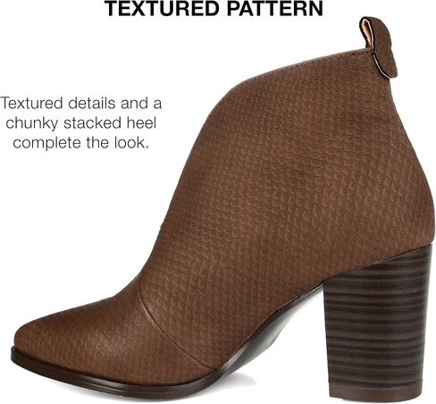 Journee Collection Womens Bellamy Bootie with Vegan Leather Uppers and Deep V Cut Detail in Saudi Arabia