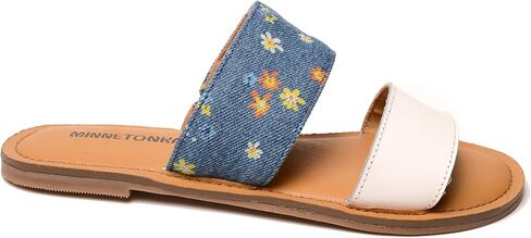 مينيتونكا فرانكي – صندل مسطح للنساء بتصميم كلاسيكي سهل الارتداء، وأشرطة مزدوجة متعددة الألوان، ووسادة قدم مبطنة in Kuwait