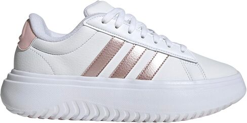 حذاء رياضي نسائي من Adidas ذو منصة Grand Court، أبيض/وردي رملي/وردي رملي، 8 in Saudi Arabia