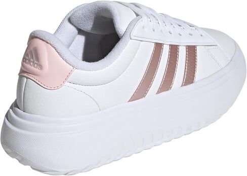 حذاء رياضي نسائي من Adidas ذو منصة Grand Court، أبيض/وردي رملي/وردي رملي، 8 in Saudi Arabia