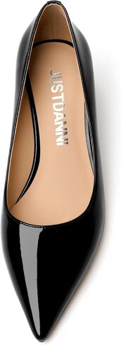 Womens Comfortable Party Pointed Toe Fashion Patent Slip On Block High Heel Pumps Shoes 2.5 Inch in Saudi Arabia