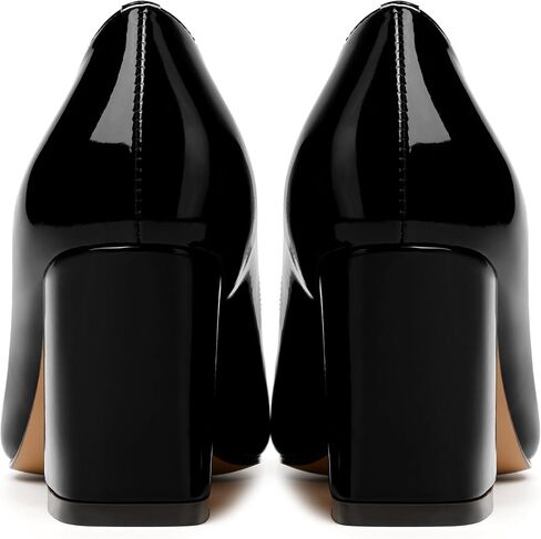 Womens Comfortable Party Pointed Toe Fashion Patent Slip On Block High Heel Pumps Shoes 2.5 Inch in Saudi Arabia