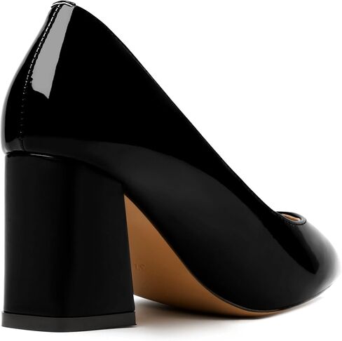 Womens Comfortable Party Pointed Toe Fashion Patent Slip On Block High Heel Pumps Shoes 2.5 Inch in Saudi Arabia