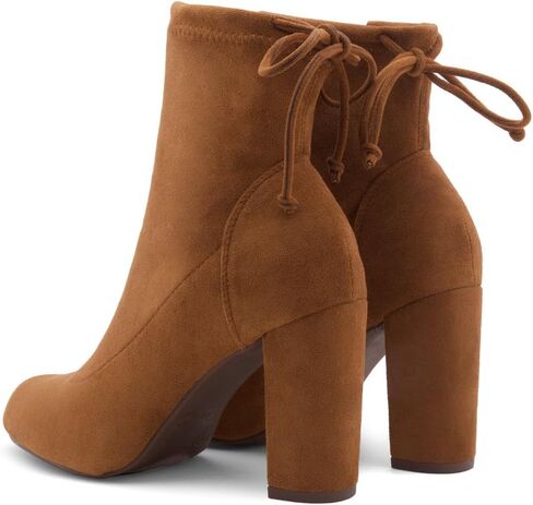 Shoe Land Womens Lilia chunky High Heel Ankle Booties Almond Toe Stretch Short Boots in Saudi Arabia