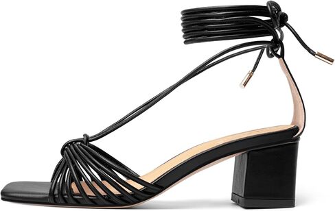 Womens Lace Up Evening Matte Open Toe Ankle Wrap Dress Strappy Chunky Low Heel Heeled Sandals 2.2 Inch in Saudi Arabia
