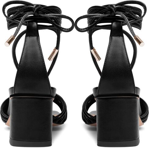 Womens Lace Up Evening Matte Open Toe Ankle Wrap Dress Strappy Chunky Low Heel Heeled Sandals 2.2 Inch in Saudi Arabia