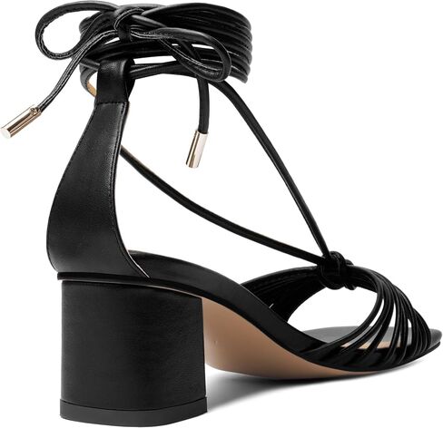 Womens Lace Up Evening Matte Open Toe Ankle Wrap Dress Strappy Chunky Low Heel Heeled Sandals 2.2 Inch in Saudi Arabia