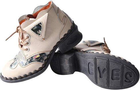 TMA EYES Leather Women's Ankle Boots Shoes for Outdoor,Medium heel, Floral Newspaper Printed Leather Material in Saudi Arabia