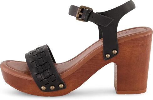 Dunes Women's Sealy Faux Wood Woven Heel Sandal +Comfort Foam & LiteSole Technology, Wide Widths Available in Kuwait