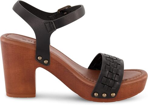 Dunes Women's Sealy Faux Wood Woven Heel Sandal +Comfort Foam & LiteSole Technology, Wide Widths Available in Kuwait