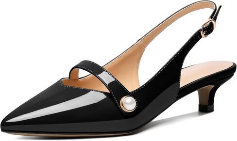 Zamikoo Kitten Heels للنساء مع حزام لؤلؤي، صنادل بكعب منخفض، حذاء بكعب مدبب للعمل والمكتب كاجوال 1.5 بوصة in Saudi Arabia