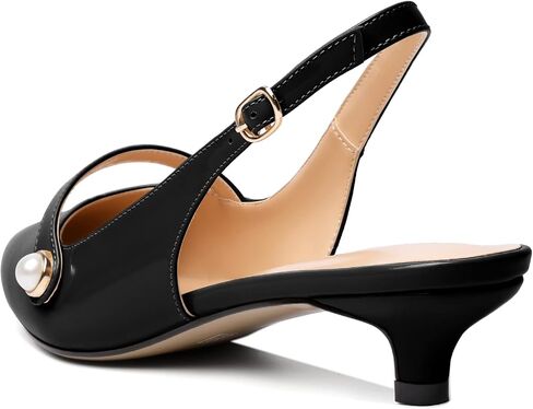 Zamikoo Kitten Heels للنساء مع حزام لؤلؤي، صنادل بكعب منخفض، حذاء بكعب مدبب للعمل والمكتب كاجوال 1.5 بوصة in Saudi Arabia